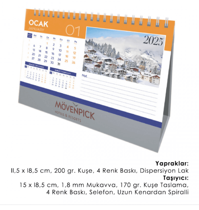 53-B Üçgen Masa Takvimi