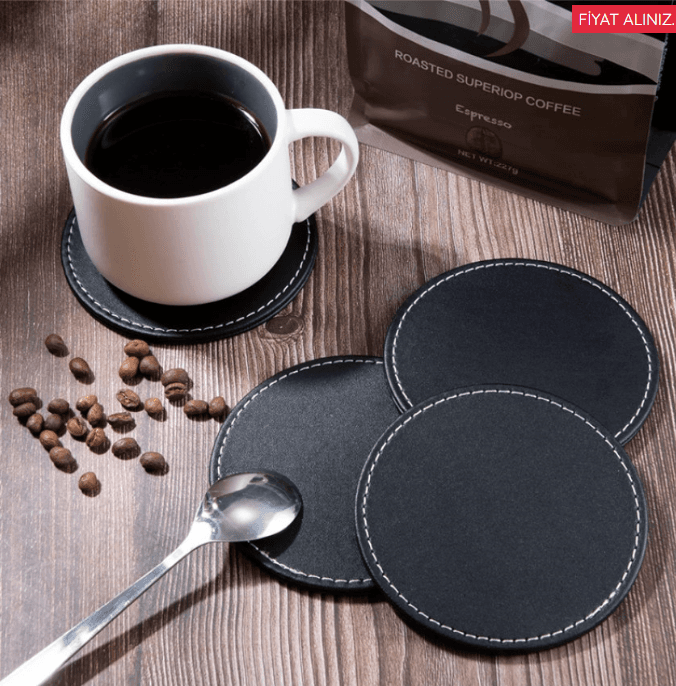 5879 Deri Bardak Altlığı (4'lü Set)