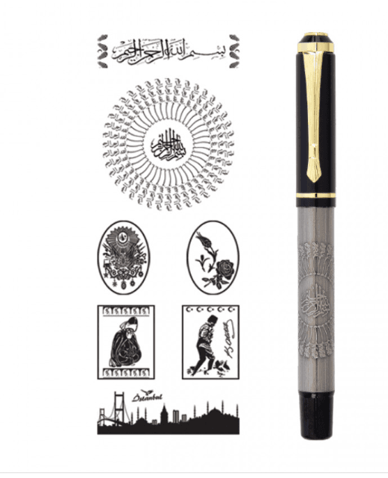 661-R Kabartma Figürlü Metal Roller Kalem