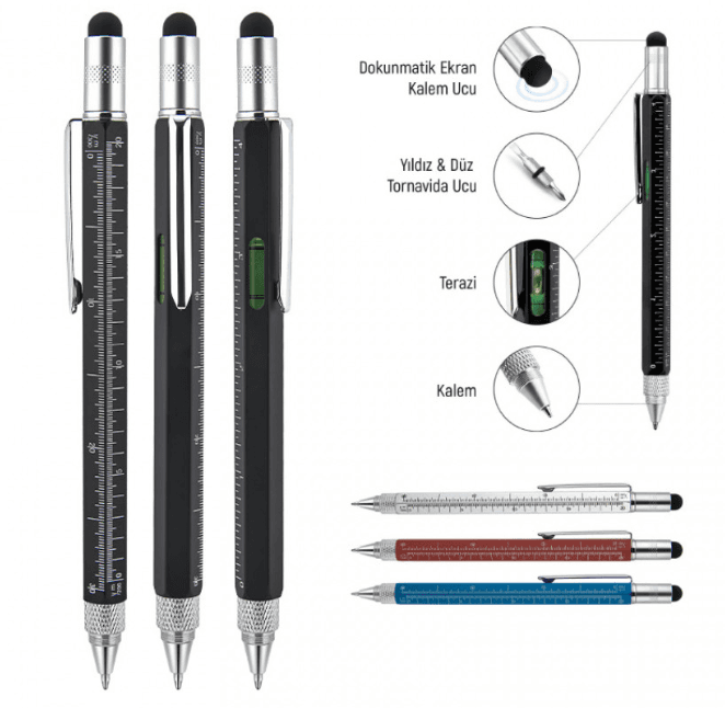 652 Metal Su Terazili - Tornavidalı Touchpen Kalem