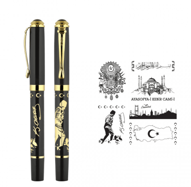 685-R Kabartma Figürlü Metal Roller Kalem