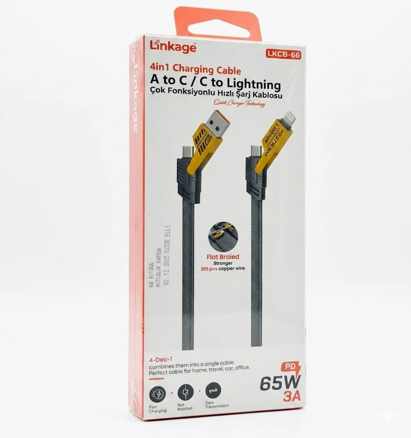 Linkage LKCB65 65W 4U1 Type‑C Lightning Şarj Kablosu