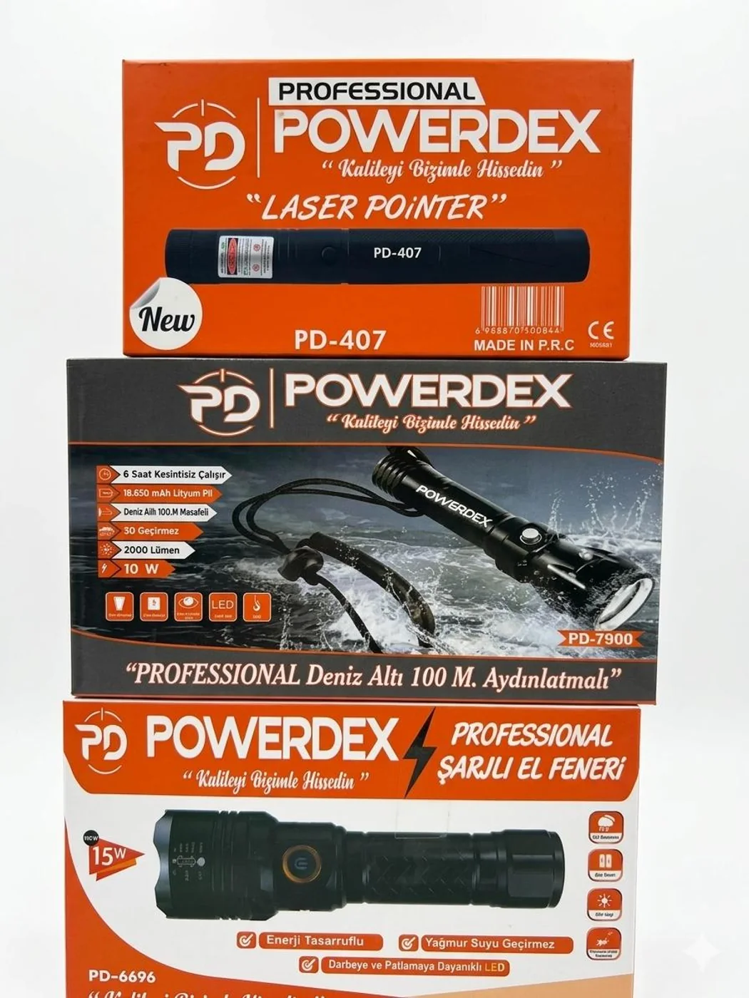 Powerdex PD407 Profesyonel Lazer Pointer Ve El Feneri Seti