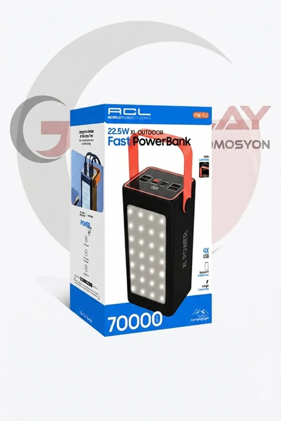 70000 mAh 22 5W Solar Powerbank Ve Kamp Feneri