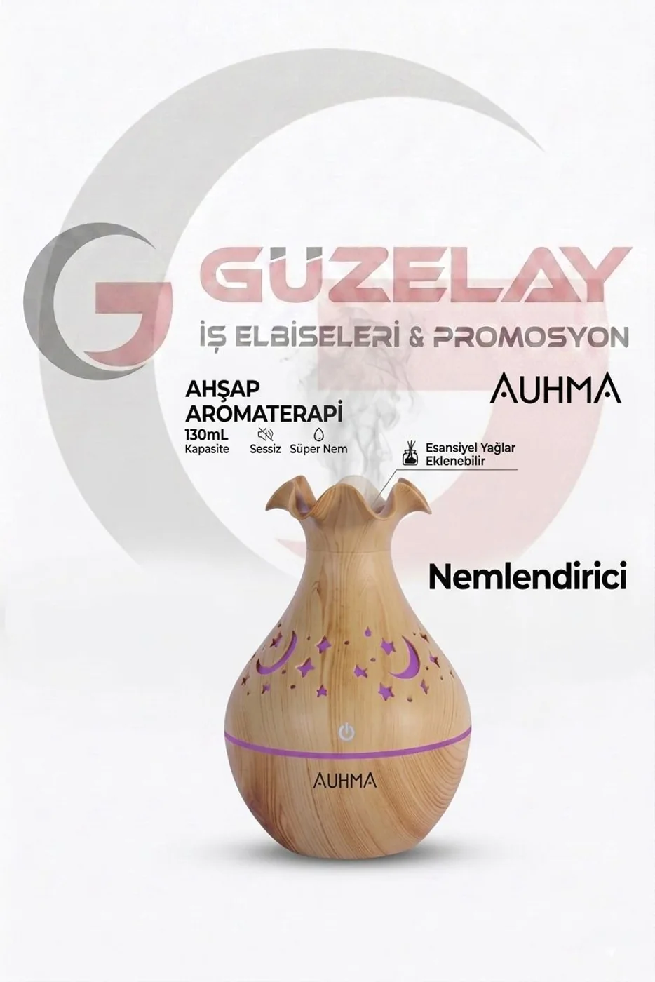 Auhma Ahsap Aromaterapi LED Nemlendirici