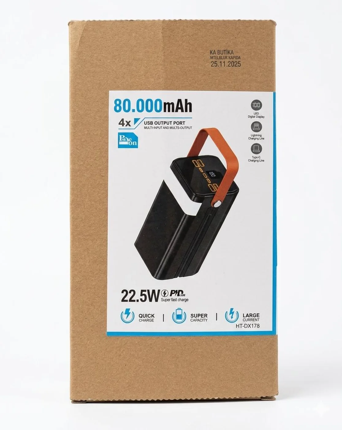 80000 mAh 22 5W Dort Cikisli Hızlı Şarj Powerbank